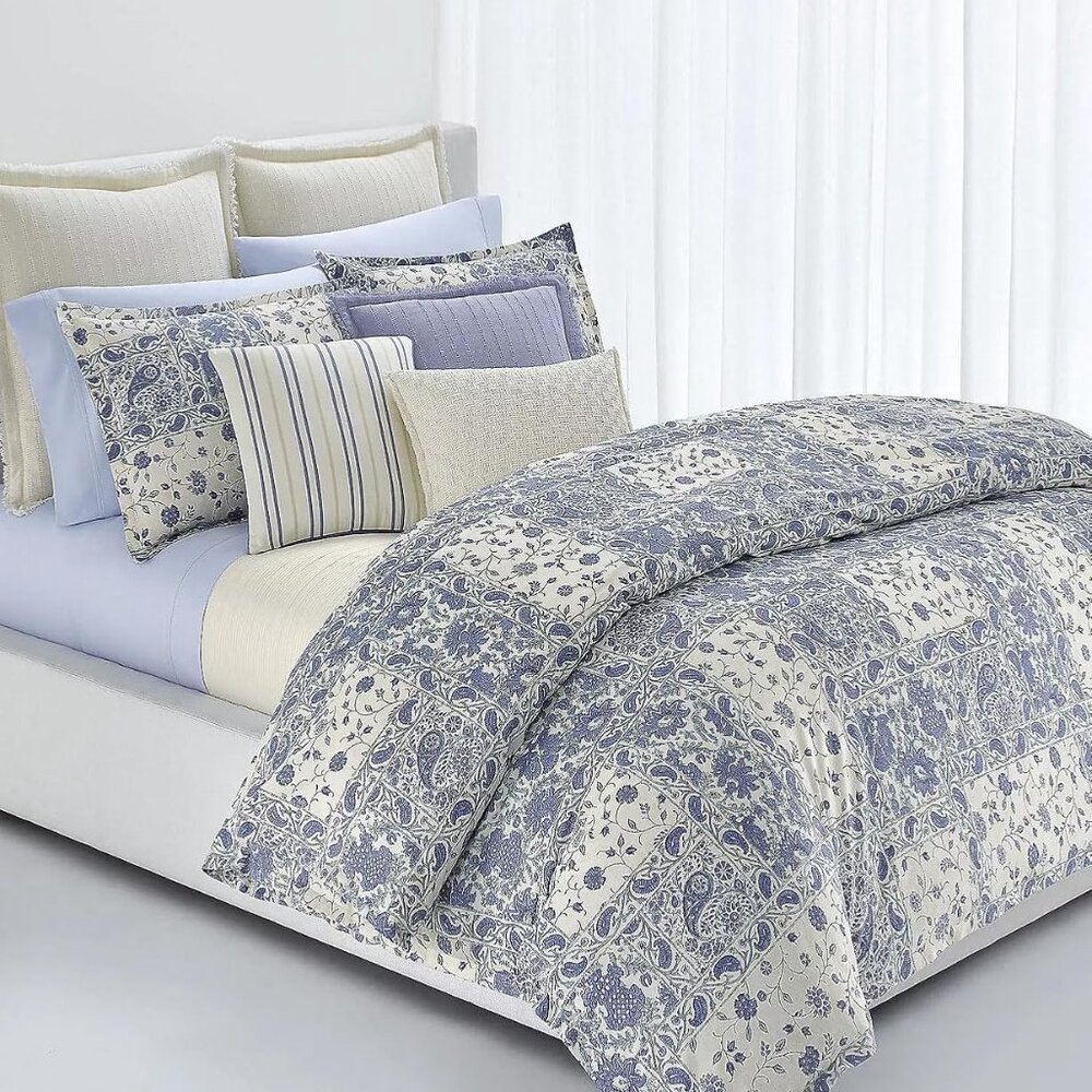 Brand NEW 3 pc RALPH LAUREN  Callen Blue Cotton  KING  Comforter SET